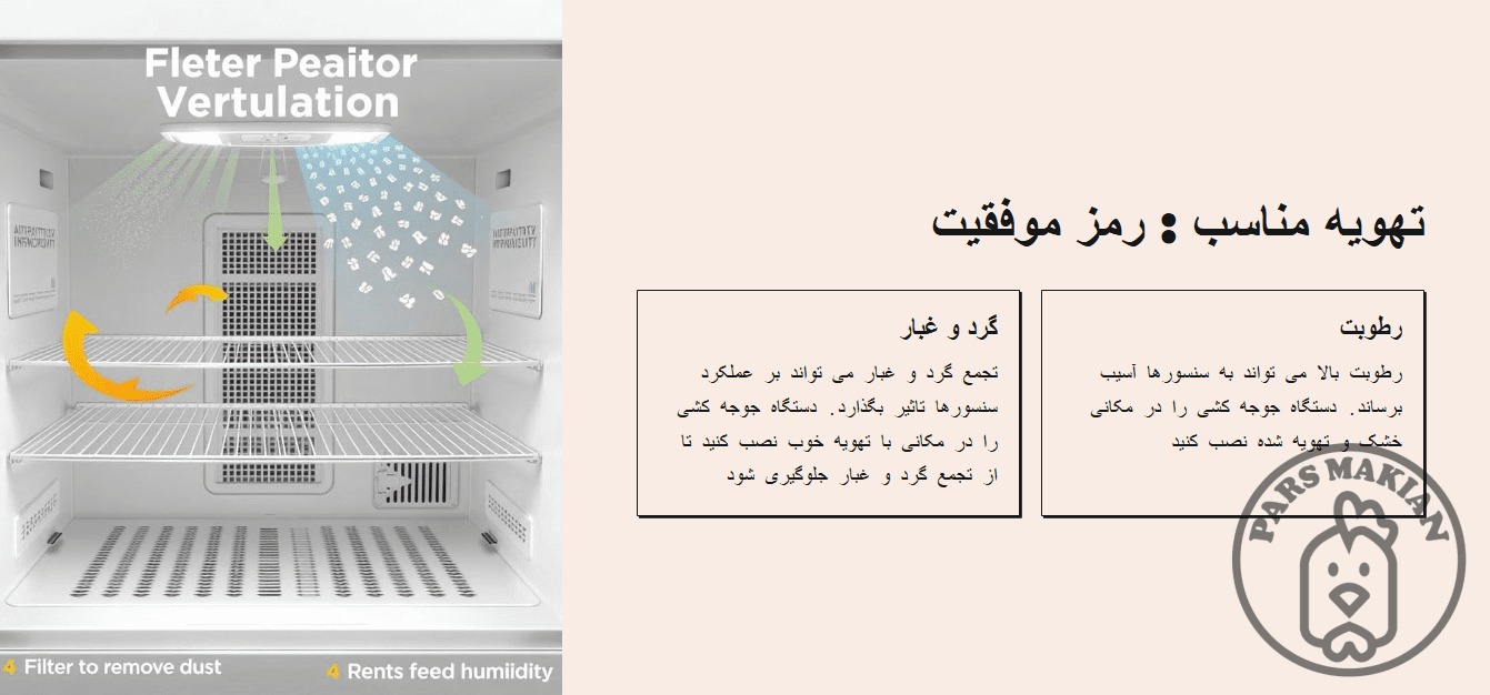 تهویه مناسب در دستگاه جوجه کشی